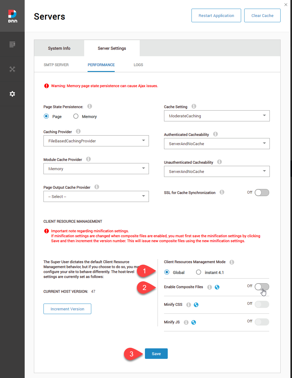 global client resource management settings